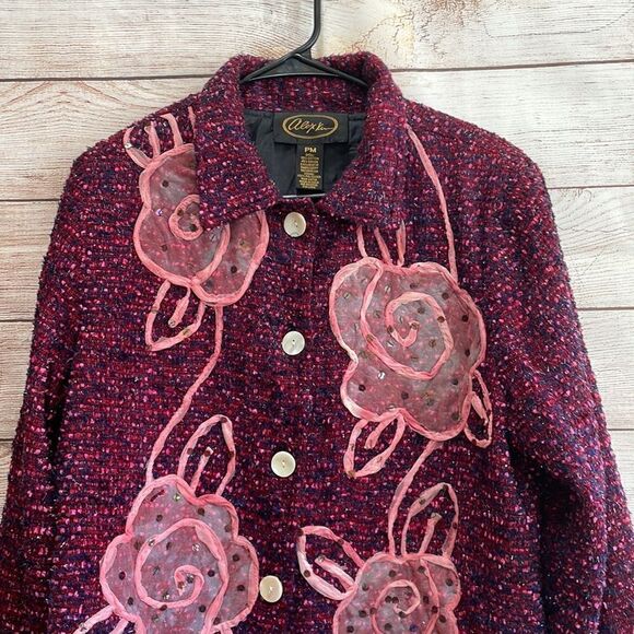 VINTAGE‎ ALEX KIM APPLIQUÉD BLAZER IN FUCHSIA - Picture 2 of 6